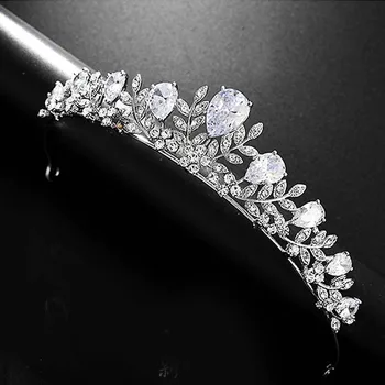 

Women Luxury Tiaras Crown Bride Wedding Shining Rhinestone Hair Accessories Girls Fashion Leaves Crowns Pageant Prom Headpiece