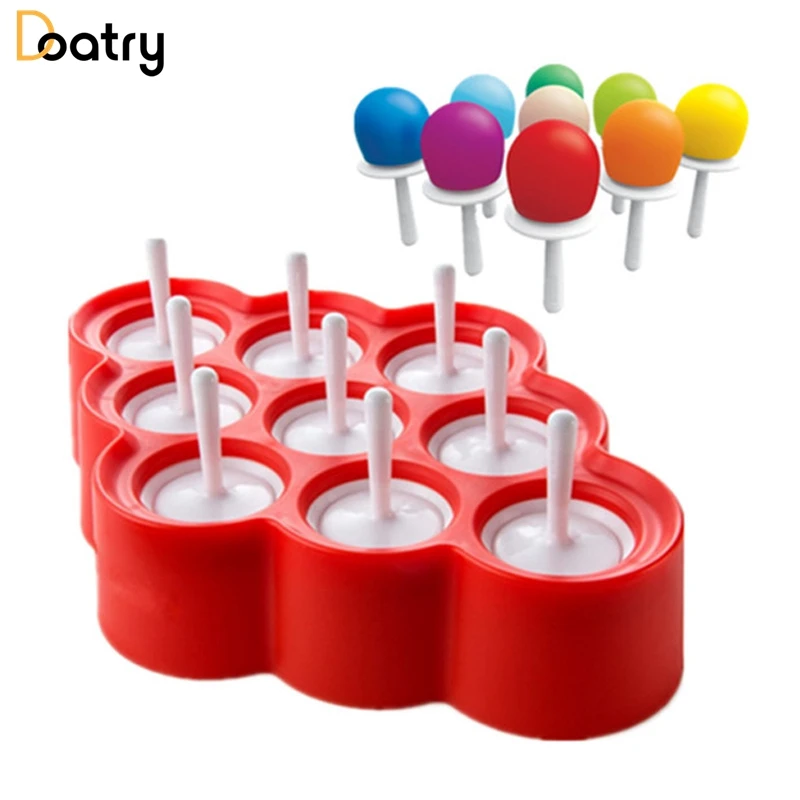 1 pcs 9 Hole Round Silicone Mini Pop Mold Ice Cream Ball Makers