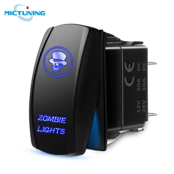 

MICTUNING 5Pin Exclusive SPST Toggle Switch with Blue On-Off Laser Zombie Lights Symbol Rocker Switch Waterproof Car Accessories