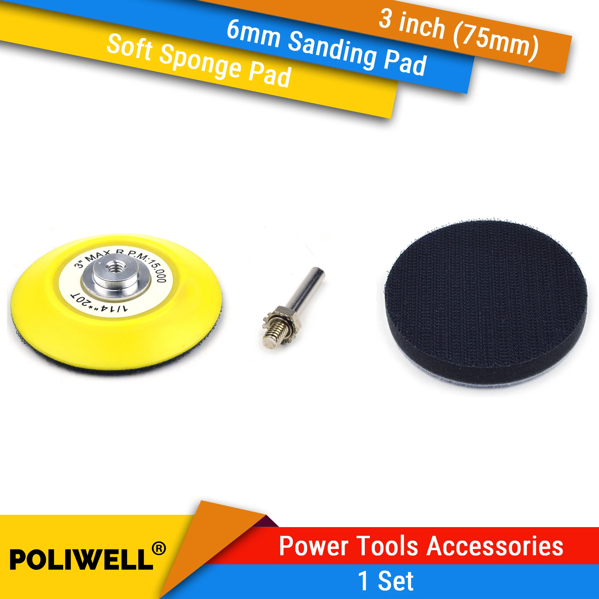 1 Set 3 Inch(75mm) Soft Sponge Interface Pads + 6mm Back-up Sanding Pad for Hook&ampLoop Discs Grinder Sander Abrasive Tool | Инструменты