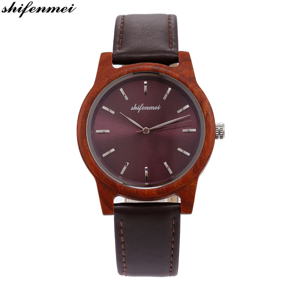 high quality wooden case quartz watch for men unisex fashion wristwatches women ladies casual watches drop shipping genuine leather strap Luminous hands (18)