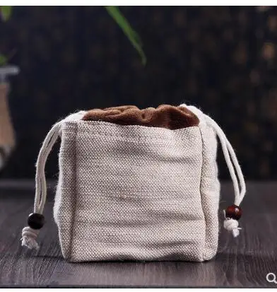 

Double-layer cotton and linen tea storage bag Jianye tea cup bag teapot fast passenger cup bag portable portable travel cloth ba