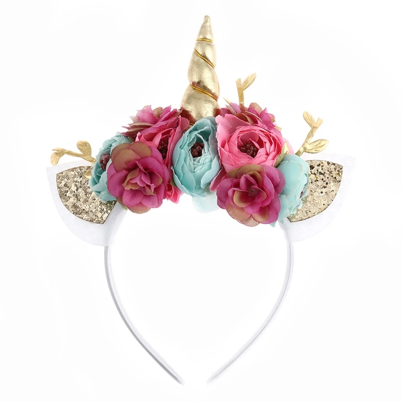 

Cute Kawaii Children Rainbow Unicorn Horn Hairband Kids Chiffon Unicorn Headband Glitter Hairband Easter Bonus Hair Accessoriess