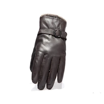 

Fashion Windproof Outdoor Genuine Leather Car Driving Gloves Men Handmade Male Winter Button Villus Warm Leather Mittens&Gloves