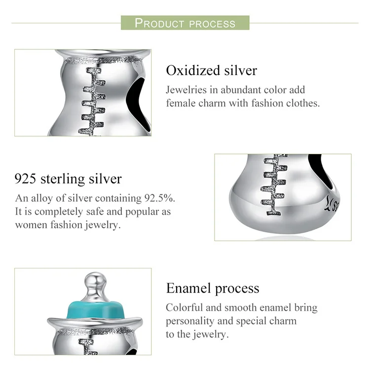 BAMOER Аутентичные 925 пробы серебряные Детские бутылки молока шармы на память бусины подходят для женщин браслеты с подвесками цепочки и ожерелья DIY Ювелирные изделия SCC361