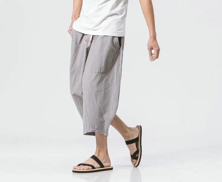 mens linen wide leg pants