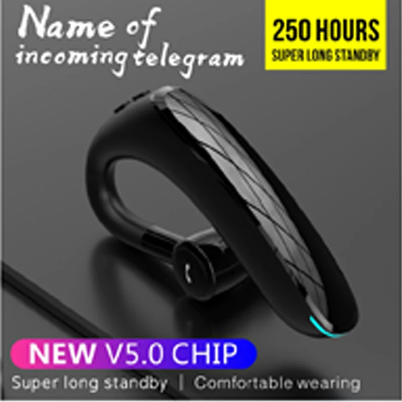 

New Ear-hook Handsfree Wireless Bluetooth Earphones Noise Control Business Wireless Bluetooth Headset with Mic for Driver Sports
