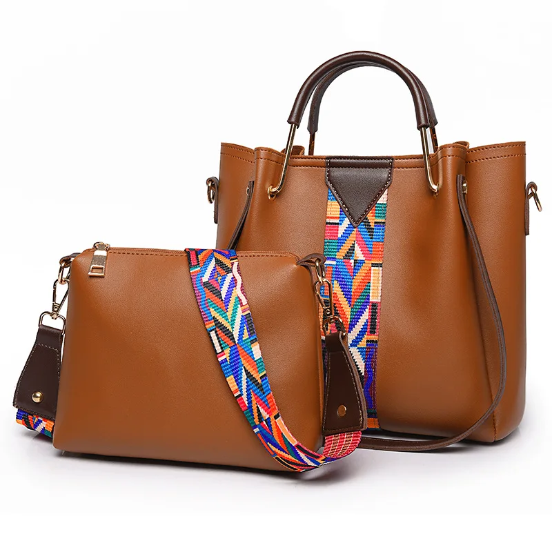 

2018 new Rainbow Shoulder Strap High Capacity Two Pieces Sac A Main Bag Handbag Women Famous Brand Handbag Women Bag TY007
