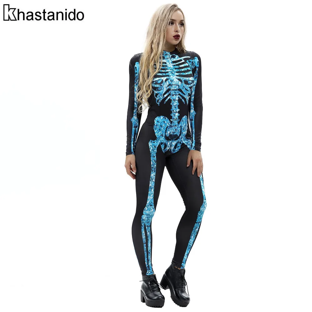 Newest Halloween Jumpsuits Skinny Long Sleeve 3d Printed Coveralls