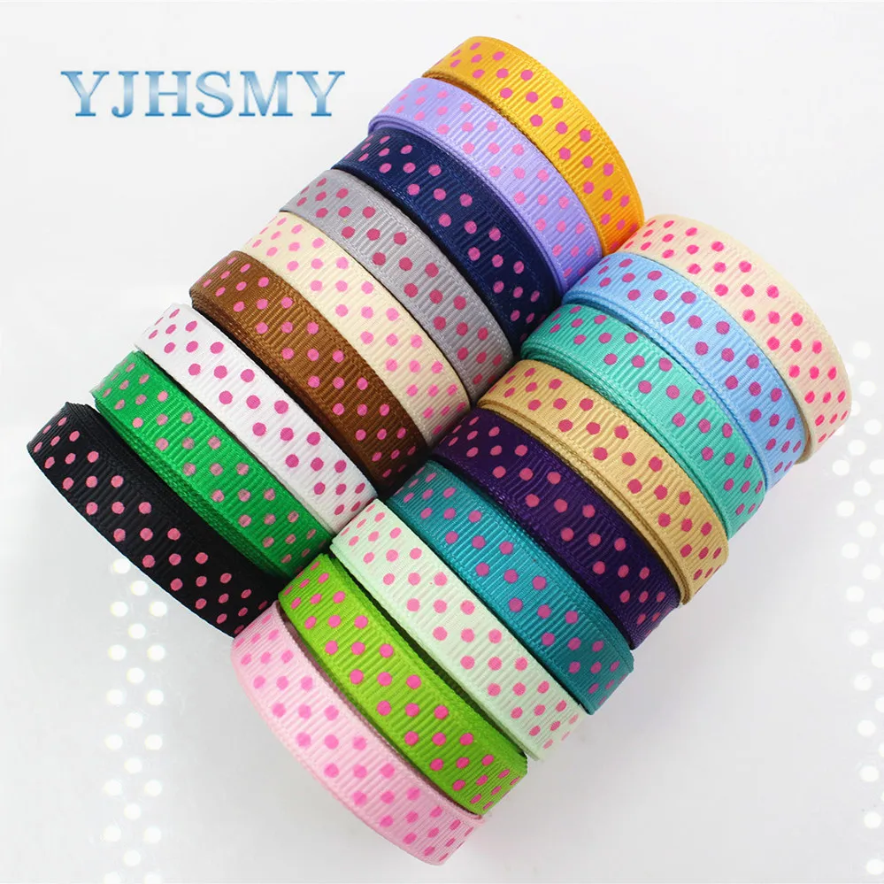 YJHSMY F-17622-131 20 yards 10 mm Dots Ribbons Thermal transfer Printed grosgrain Wedding Accessories DIY handmade material | Дом и сад