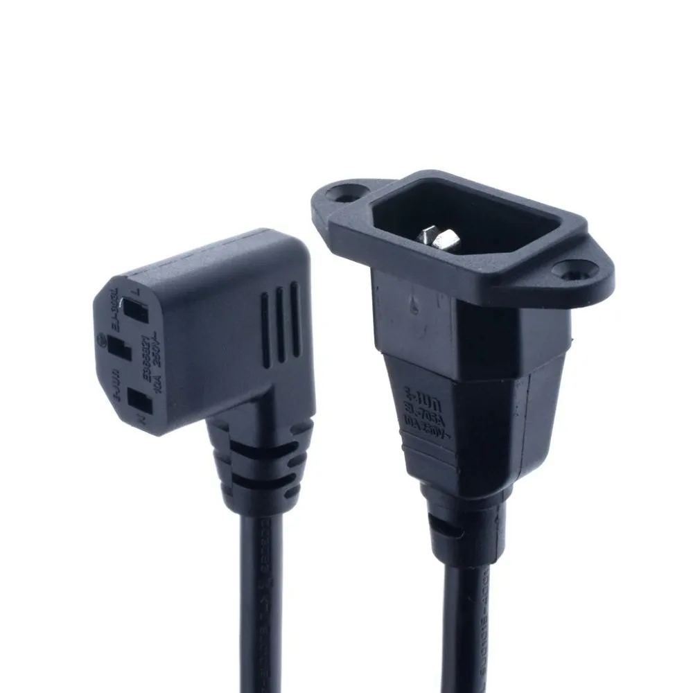 Удлинительный шнур IEC320 C14 C13 с отверстиями для винтов и коротким длина 60 см.