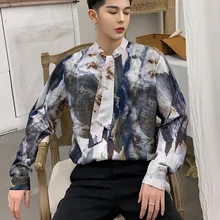 Мужская винтажная Модная Повседневная рубашка с длинным рукавом, мужской галстук с воротником-бабочкой, одежда для сцены