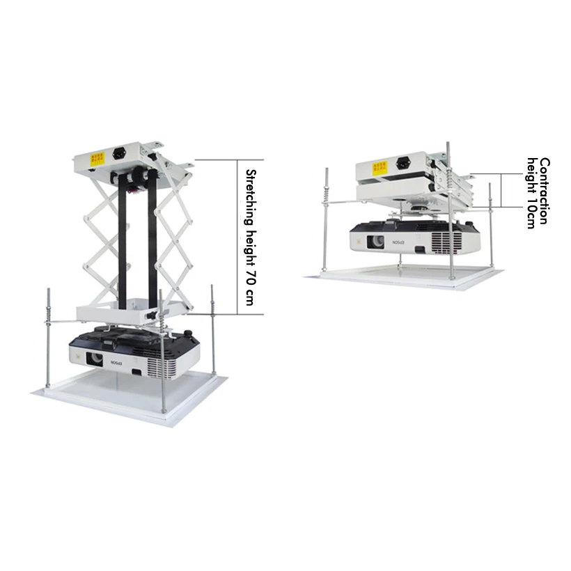 Projector Bracket Motorized Electric Lift Scissors Projector Ceiling Mount Metal 70CM Wireless Remote 110v/220v 25w