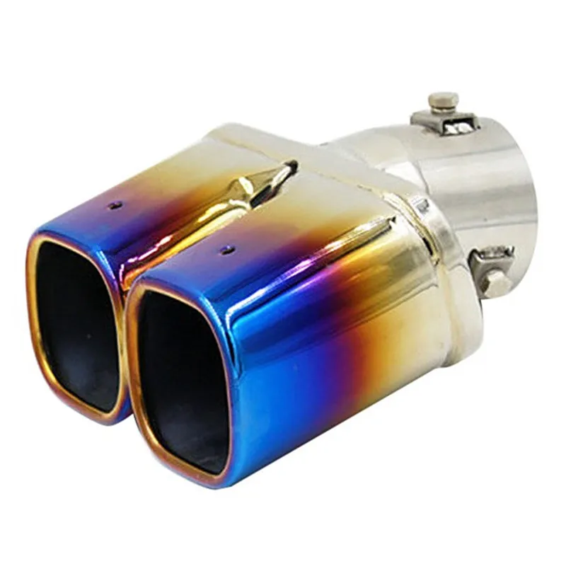 Car Exhaust Muffler Stainless Steel Exhause Dual Pipe Chrome Trim