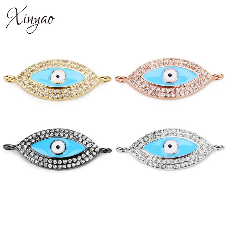 XINYAO 1 шт винтажный медный золотой цвет Cz Pave Evil Eye соединитель подвеска Шарм для