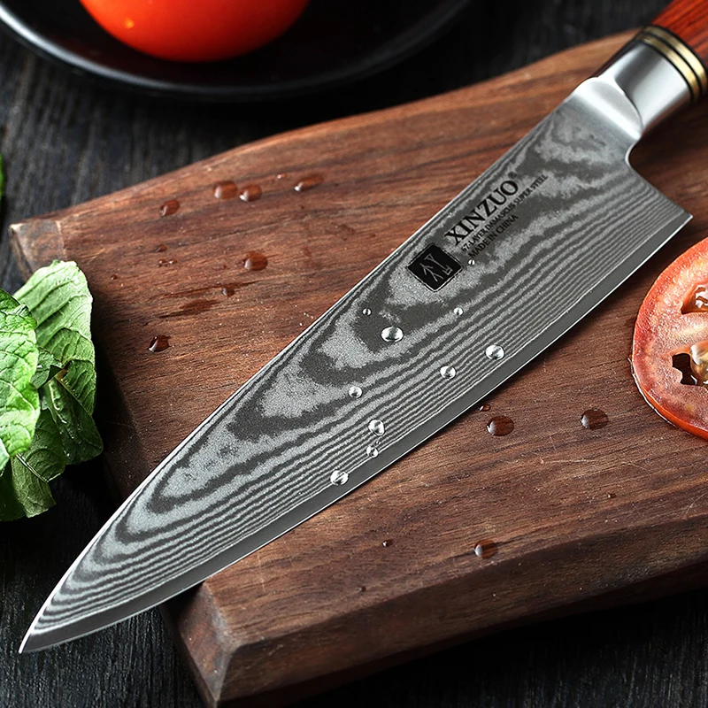 XINZUO 3 PCS Professional Kitchen Knife Set Japanese VG10 Damascus Steel Kitchen Cutlery Sharp Santoku Utility Chef's Knives