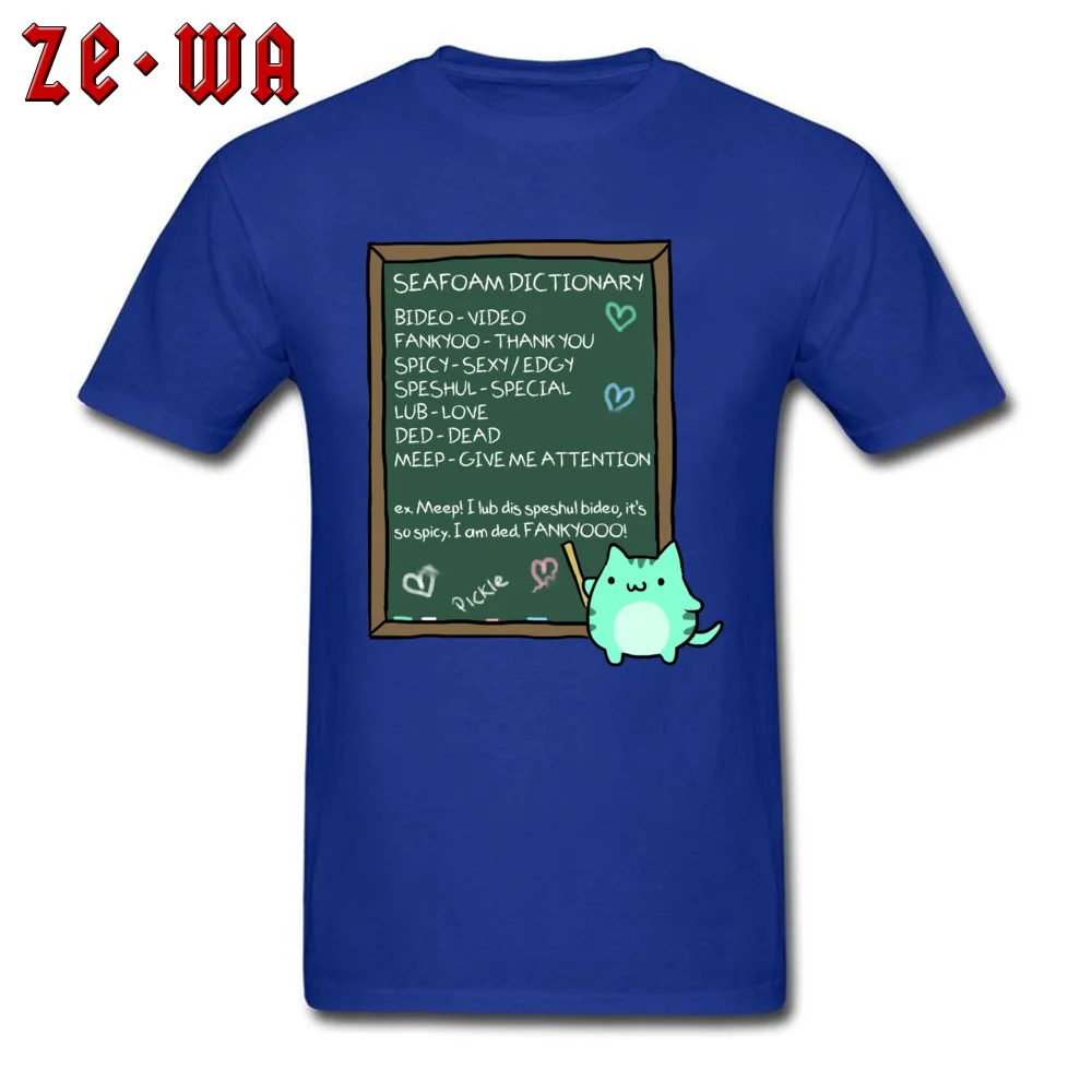 High Quality Men T Shirts Seafoam Dictionary Design Tops & Tees 100% Cotton Fabric Short Sleeve Europe T Shirt Crew Neck Seafoam Dictionary blue