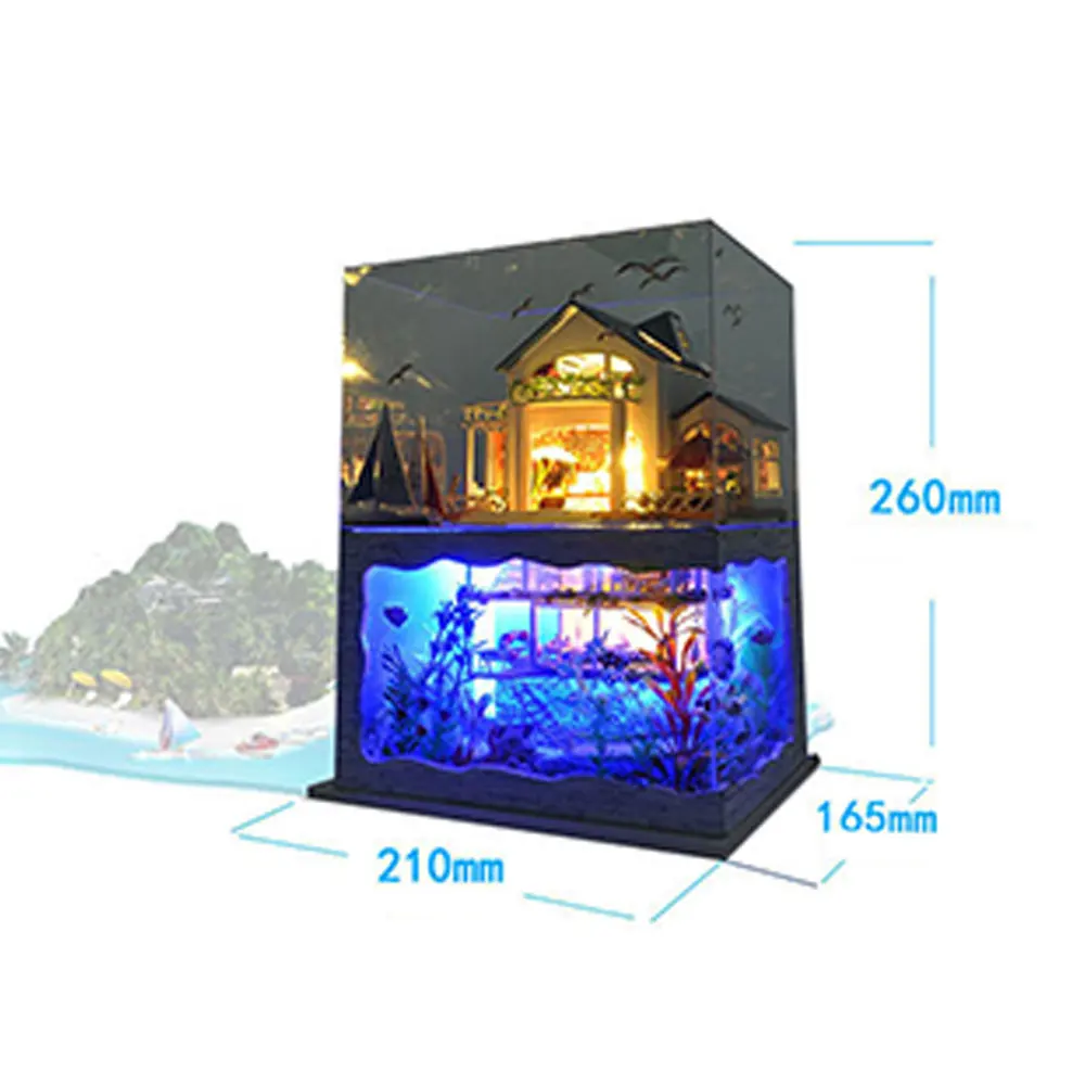 Handmade Assembling Mini Doll House Hawaii Mini DIY Doll House Hands-On Gift