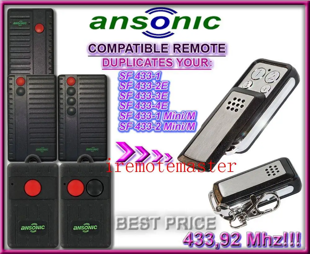 Ansonic SF 433-1,SF 433-2E,SF 433-1Mini/M replacement Remote control free shipping seip skr433 1 replacement 433 92mhz remote control free shipping
