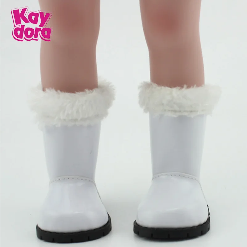 

Fashion Doll High Faux Fur Boots Fit for 18 inch Girl Doll White Shoes For Winter Shoes