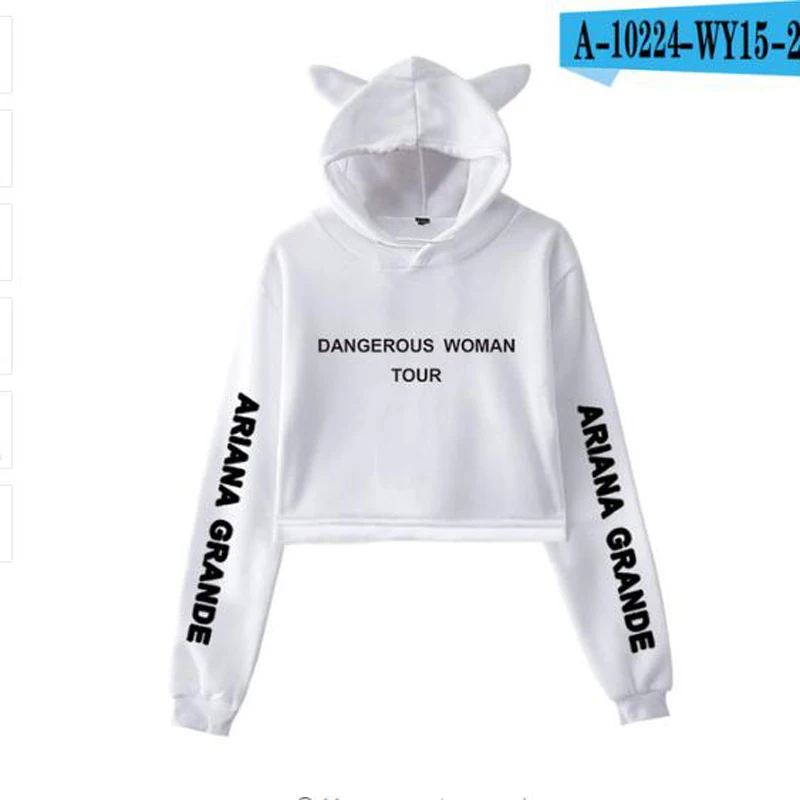 Женская укороченная Толстовка Ariana Grande толстовка с капюшоном и кошачьими