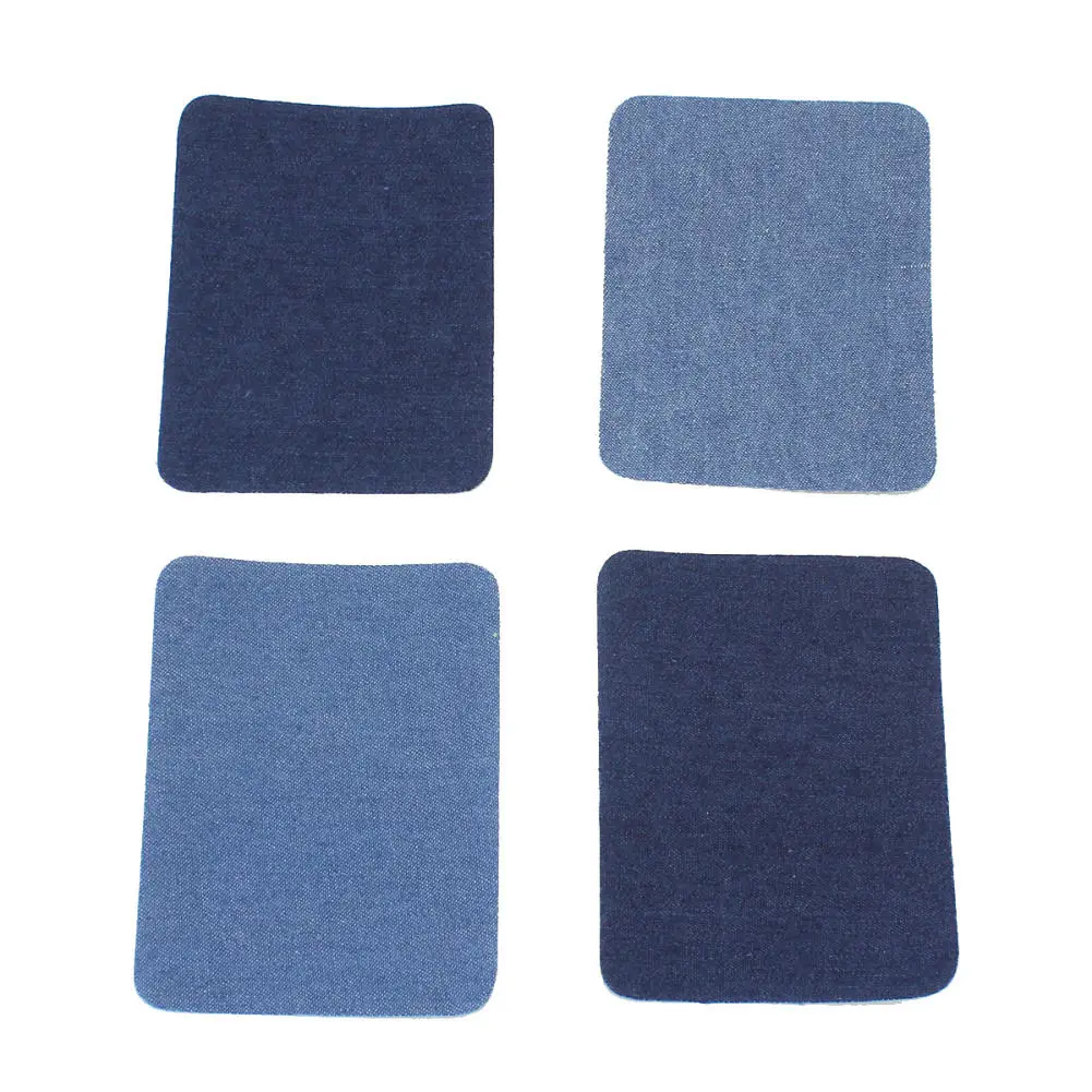 4pcs/Lot Deep/Light Blue Denim Jeans Patches Repairs Adhesive Elbow