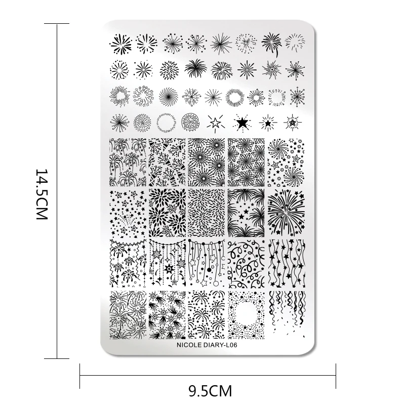 NICOLE дневник прямоугольные пластины для штамповки ногтей из нержавеющей стали оверпринт праздничный дизайн DIY лак для ногтей штамп трафарет