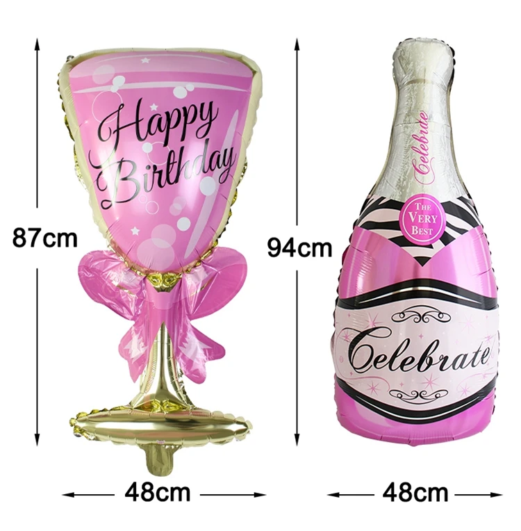 Большой шампанское вино Кубок Виски Фольга воздушные шары для дня рождения вечерние украшения для мальчиков и девочек, носки-тапочки для взрослых вечерние поставки 18 21 25 30 40