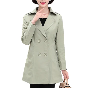 

New Spring Autumn long-sleeved Thin Windbreaker Coat Women Korean Plus size Trench Coats Women's long shirt Casual Overcome F257