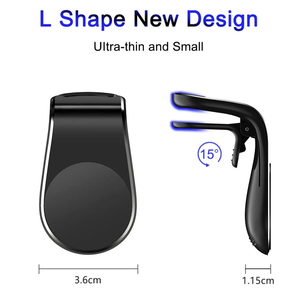 L Shape Magnetic Car Phone Holder Air Vent Mount Stand Car GPS Mobile Phone Holder For iPhone X Samsung S9 Xiaomi