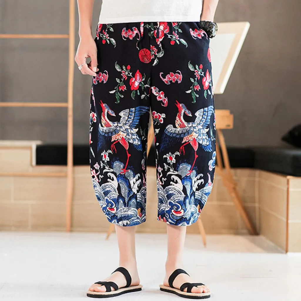 men pants casual Loose Pants cargo pants men Men Printed  Harem Vintage Hip Hop Baggy Wide Leg Pants Streetwear Y618