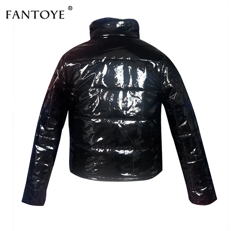 Fantoye Cropped Winter Jacket Women Thick Warm Faux Pu Leather Zipper Ladies Padded Parka Outerwear oft Short Jackets Female