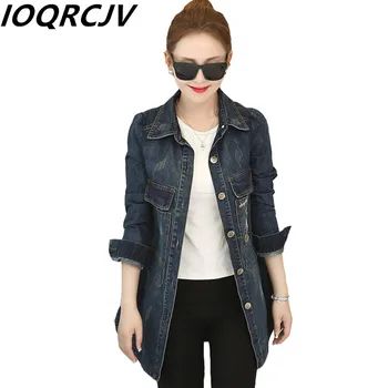 

Fashion Women Denim Jacket 2019 Spring Autumn New Casual Long Slim Long-Sleeve Denim Jacket Female Top Outerwear Plus Size 3XL