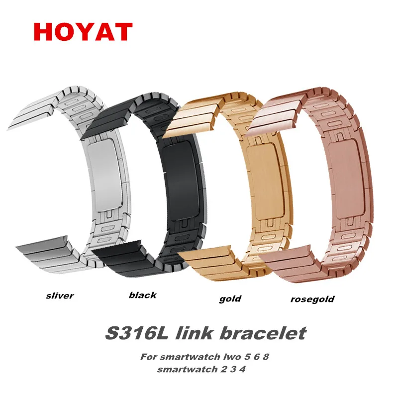 

HOYAT 38,42mm 316L link bracelet watch band for iwo 5 6 8 smartwatch 2 3 4