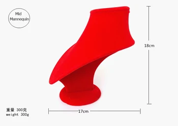 

Portable Necklace Pendant Jewelry Display Shoulder Stand Holder Case Red Velvet Mannequin Chain Bust Rack Organizer Showcase