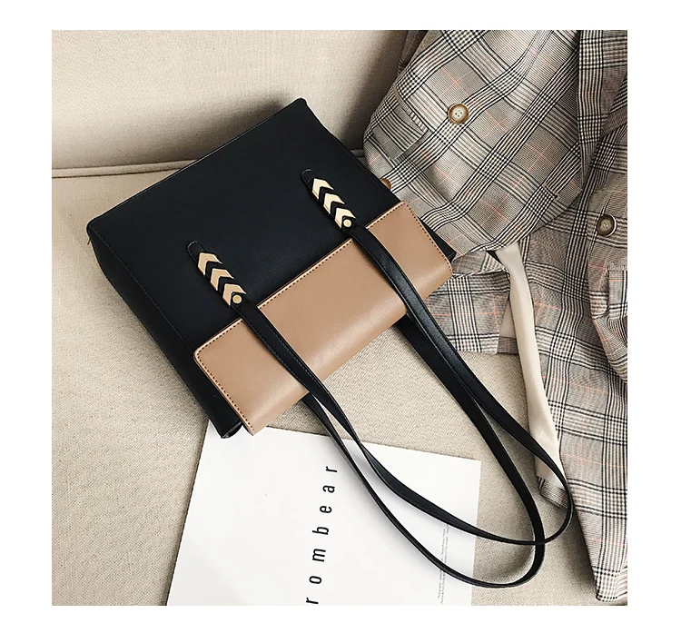 Women New Elegant Shoulder Bag Famous Brand Soft PU Leather Laptop Rivet Handbag Black Brown Khaki Leisure Briefcase Sling Tote (16)