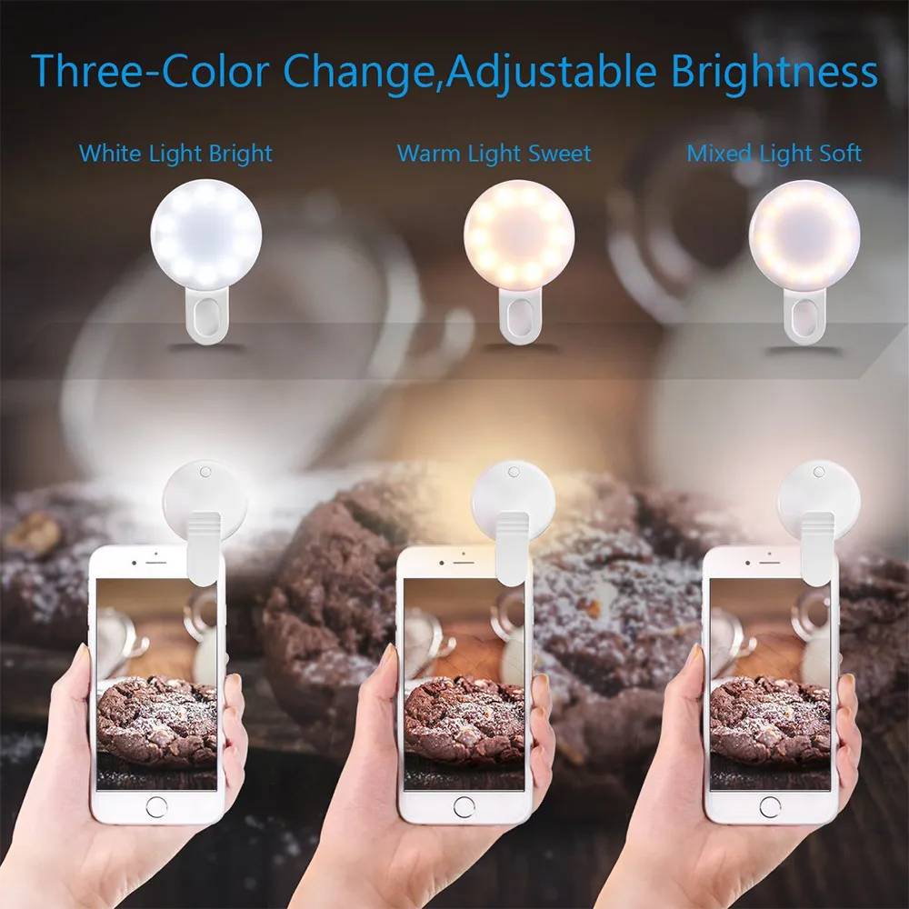 Portable Selfie Ring Fill Light Lamp Enhancing Photography for Smartphone Dual Color LED Spotlight Flash Phone | Мобильные телефоны