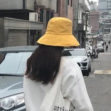 Новая весенне-летняя модная желтая Черная Женская универсальное ведро шляпа купол дикая простая Рыбацкая шляпа