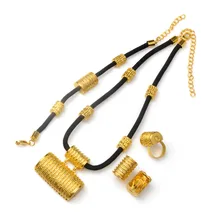 Цвет серебристый, Золотой Цвет Эфиопский Habesha Эритреи веревки Цепочки и ожерелья серьги кольца браслет комплект ювелирных изделий Африканские Этнические подарки# J0760