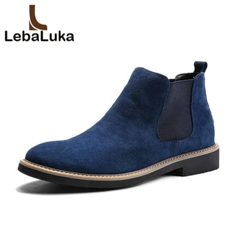 

Tuyoki Casual Men Ankle Chelsea Boots Male Shoes Cow Suede Leather Quality Slip On Motorcycle Man Boot footwear size 38-44