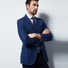 Мужской модный приталенный пиджак деловой костюм Куртка Блейзер Masculino однокнопочное Пальто Свадебные костюмы для мужчин