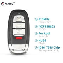 KEYYOU 3 + 1 przycisk dla Audi A3 A4 A5 A6 A8 Quattro Q5 Q7 brelok inteligentny klucz zdalny 315Mhz ID46 układu FCC ID: IYZFBSB802 2009-2015