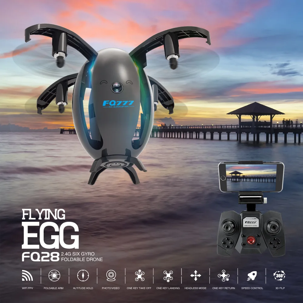 EBOYU FQ28 2,4 ГГц Складной Летающий яйцо Квадрокоптер WiFi fpv RC селфи Дрон RC Квадрокоптер 2.0MP HD камера высота удержания 3D флипы