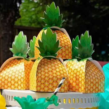 

50Pcs/Lot Wedding Favors Gift Candy Boxes Paper Pineapple Gift Bag Beach Wedding Decorations Home Party Birthday Supplies