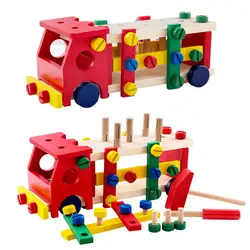 Новые деревянные игрушки инструменты дети инструмент автомобиль разобрать настольные игры обучения образования Knock на ШВП сборки сад
