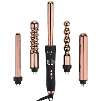 

5 in 1 Curling Tongs Professional Curling Iron Wand Set with 5 Interchangeable Hair Curler Ceramic Barrels with Heat Protective