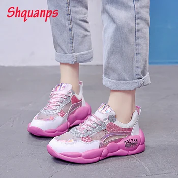 

Summer Brand Women Shoes Scarpe Donna Lace Up Zapatillas Casual Shoes Women Breathable Bling Ladies Shoes Chaussures Mujer 2019
