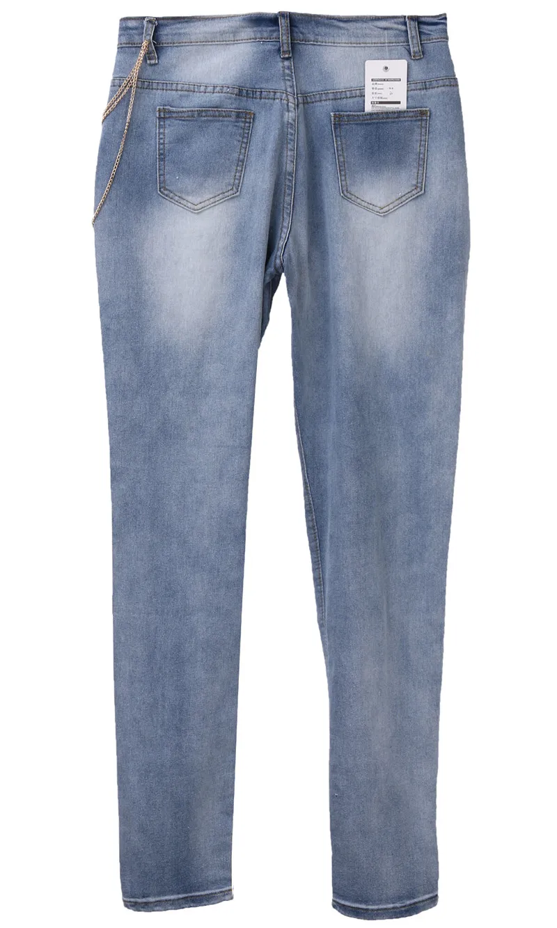 Сексуальные женские рваные джинсы с дырками, с цепочкой, из кусков, обтягивающие облегающие джинсы, штаны, рваные штаны бойфренда, джинсовые винтажные прямые джинсы