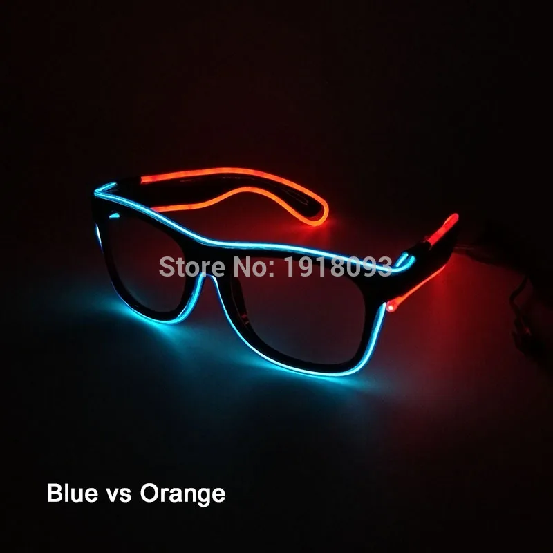 Новейшая мода 5 стиль двойной цвет гибкий электрический провод для освещения очки с подсветкой, светодиодной, неоновой для вечерние поставки - Цвет: blue vs orange