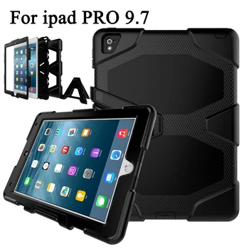 

360 Full Kids Shockproof Heavy Duty Silicone Hard Cover 3 in 1 Protection Stand Case For ipad Pro 9.7 Model A1673,A1674,A1675